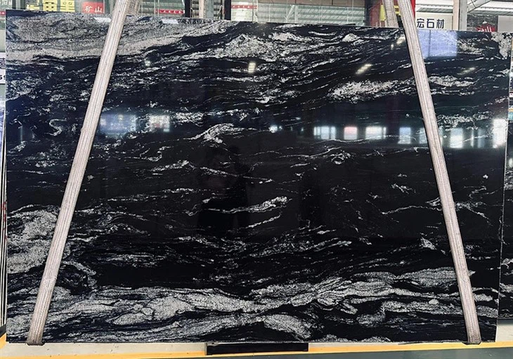 Cosmic black marble slab